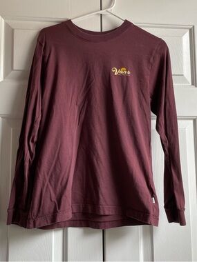 Vans Burgundy Long Sleeve Tee with White Logo